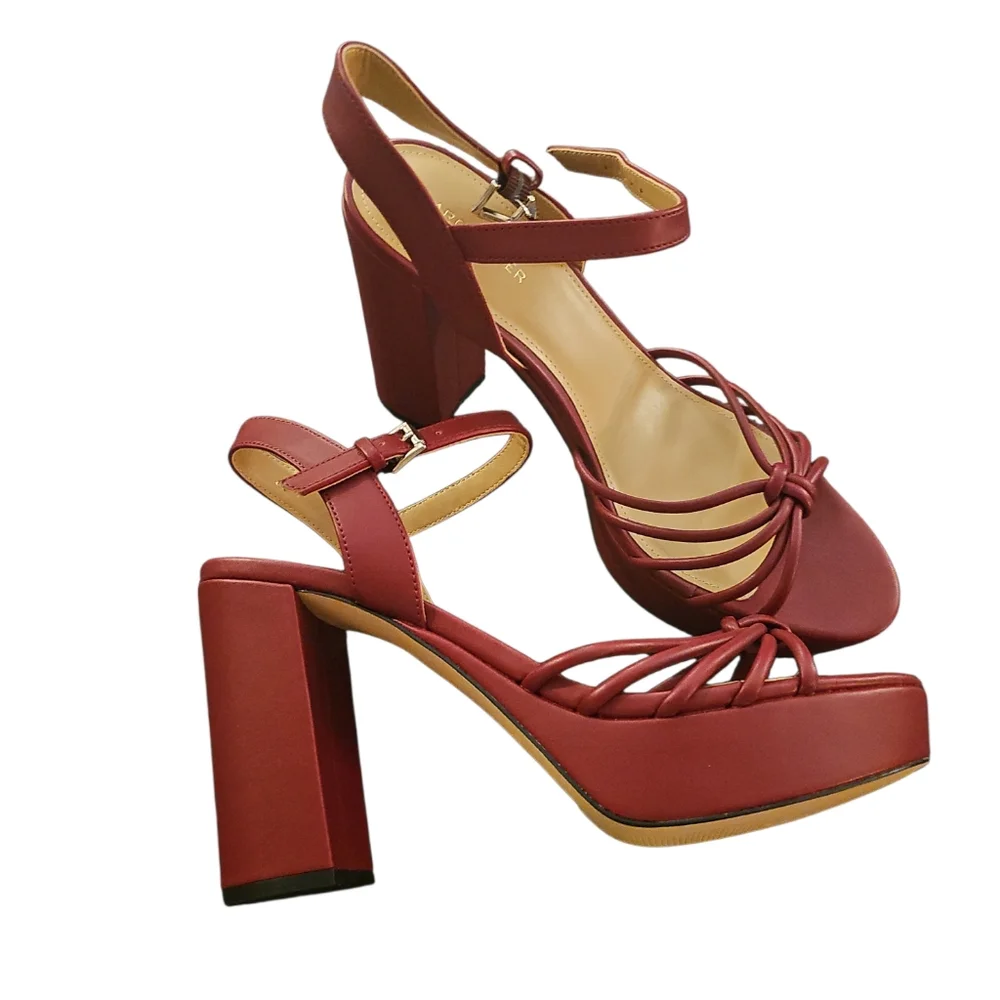 Marc Fisher Dessa Knot-Strap Platform Heeled Sandal - Burgundy Sz 11 New SH296